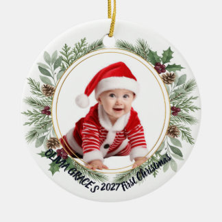 Adorno de cerámica para Navidad con foto de bebé m
