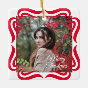 Adorno de cerámica para Navidad con marco de foto