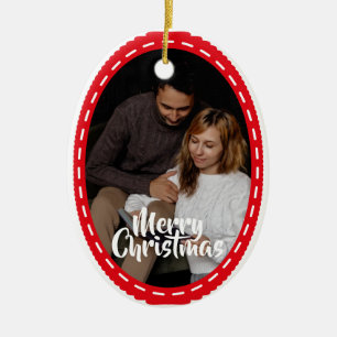 Adorno de cerámica para Navidad con marco de foto
