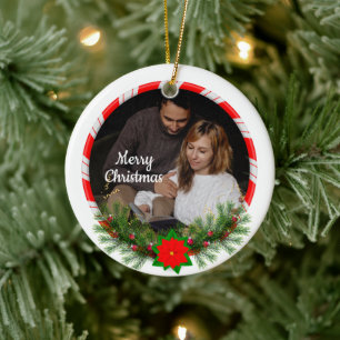 Adorno de cerámica para Navidad con marco de foto
