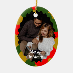 Adorno de cerámica para Navidad con marco de foto