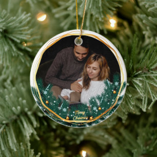 Adorno de cerámica para Navidad con marco de foto