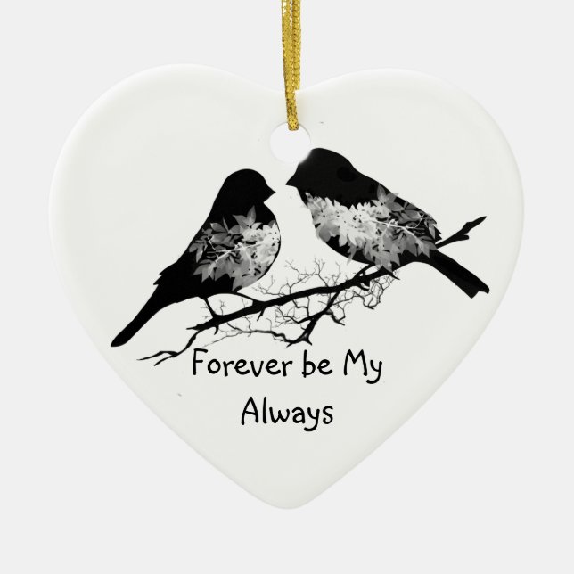 Adorno De Cerámica Para siempre mi siempre amor cita con el pájaro (Frente)