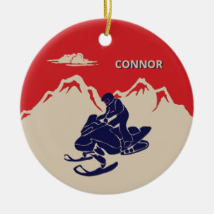 Adorno De Cerámica Para Snowmobilers Snowmobile Gráfico personalizad