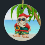 Adorno De Cerámica Paradise Beach Santa - SRF<br><div class="desc">Diviértete con esto. ¡Piensen en los temas! Juega con colores de fondo, agrega o elimina texto, y (por un poco de cargo adicional) personalizar la parte posterior con imágenes, color, tu logotipo / información comercial., etc.! Recuerden, los ornamentos no son sólo para los Árboles de Navidad. Se ven bien en...</div>