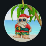Adorno De Cerámica Paradise Beach Santa - SRF<br><div class="desc">Diviértete con esto. ¡Piensen en los temas! Juega con colores de fondo, agrega o elimina texto, y (por un poco de cargo adicional) personalizar la parte posterior con imágenes, color, tu logotipo / información comercial., etc.! Recuerden, los ornamentos no son sólo para los Árboles de Navidad. Se ven bien en...</div>