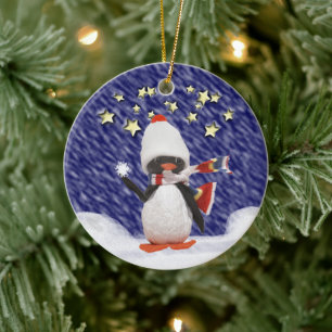 Adorno De Cerámica Paraíso de los Navidades pingüinos
