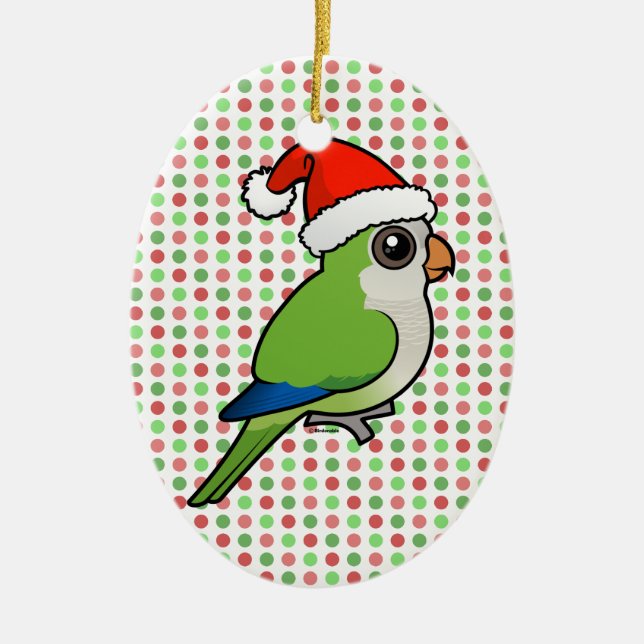 Adorno De Cerámica Parakeet del monje del navidad (Frente)