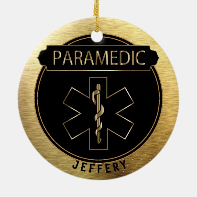 Adorno De Cerámica 🚑 paramédica - UpScale Black and Gold (Atrás)