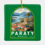 Adorno De Cerámica Paraty Brazil Viaje de arte<br><div class="desc">Paraty retro diseño de viajes vectoriales. Paraty es una pequeña ciudad apoyada por montañas en la Costa Verde de Brasil,  entre Río de Janeiro y São Paulo.</div>
