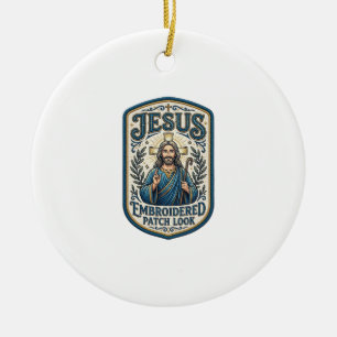 Adorno De Cerámica Parche Bordado de Jesús Mira Parche Bordado de Jes