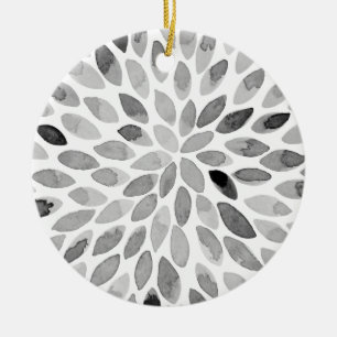 Adorno De Cerámica Paredes de brocha acuarela - blanco y negro