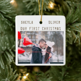 Adorno De Cerámica Pareja amorosa Navidades primero Keepsake 2 fotos