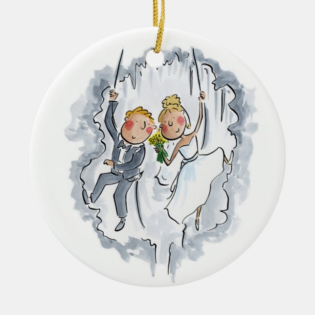 Adorno De Cerámica Pareja Boda escalada (Frente)
