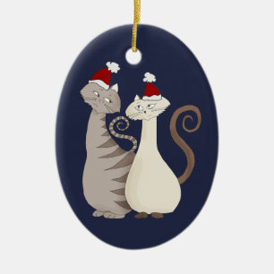 Adorno De Cerámica Pareja de amor de gato azul