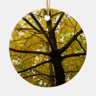 Adorno De Cerámica Pareja de Arces Amarillos Naturaleza de Otoño