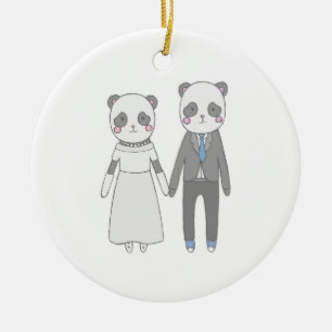 Adorno De Cerámica Pareja de Boda de Panda Adorable – Novia y Novio K
