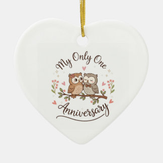 Adorno De Cerámica Pareja de búhos lindos Mi único aniversario románt