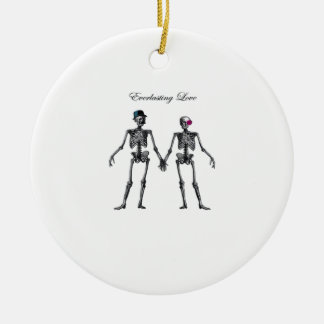 Adorno De Cerámica Pareja de esqueleto gótico (blanco) Clásico