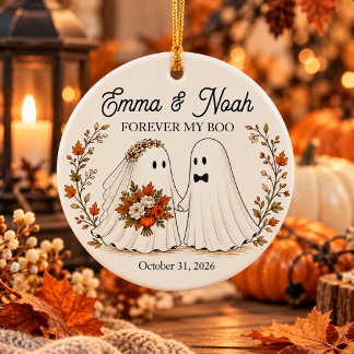 Adorno De Cerámica Pareja de fantasmas personalizados de Halloween