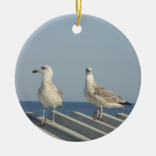 Adorno De Cerámica Pareja de gaviotas