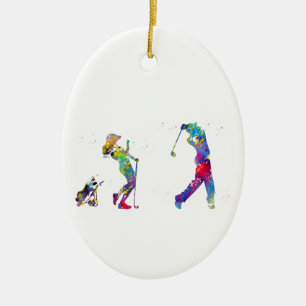 Adorno De Cerámica Pareja de golfistas