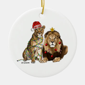Adorno De Cerámica Pareja de leones