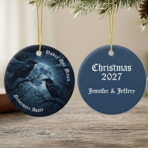 Adorno De Cerámica Pareja de Luna Cuervo Celestial Gótico Navidad