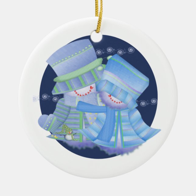 Adorno De Cerámica Pareja de Nieve (Frente)