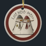 Adorno De Cerámica Pareja de Nieve<br><div class="desc">Ornamento colgante de cerámica de la pareja de nieve Snowman,  ideal para una pareja en primera navidad juntos o su primera boda de Navidad,  agregar texto a la parte trasera y hacer un único y maravilloso keepsake copyright Trina Clark digiscrapkits</div>