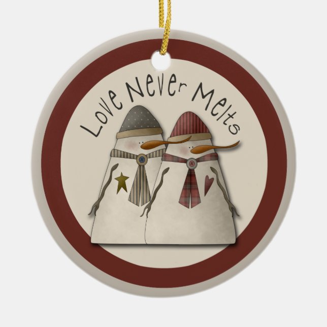 Adorno De Cerámica Pareja de Nieve (Frente)