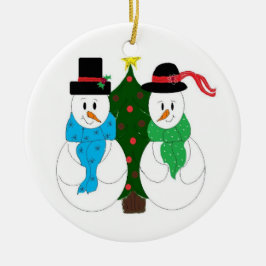 Adorno De Cerámica Pareja de nieve encantadora