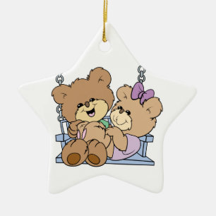 Adorno De Cerámica pareja de ositos de peluche lindos románticos en c