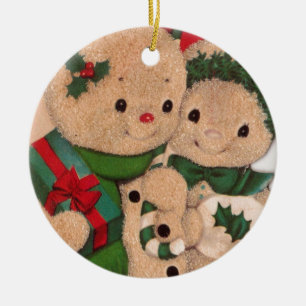 Adorno De Cerámica Pareja de Snowman de los años 1940