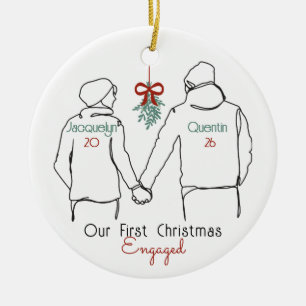 Adorno De Cerámica Pareja de sudaderas con capucha Primera Navidad co