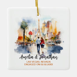 Adorno De Cerámica Pareja en Las Vegas Nevada Watercolor Travel