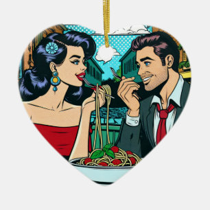 Adorno De Cerámica Pareja enamorada   Arte pop