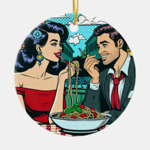 Adorno De Cerámica Pareja enamorada   Arte pop