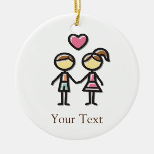 Adorno De Cerámica pareja linda enamorada cogiendo las manos