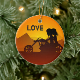 Adorno De Cerámica Pareja personalizada de motocicletas en Sunset LOV