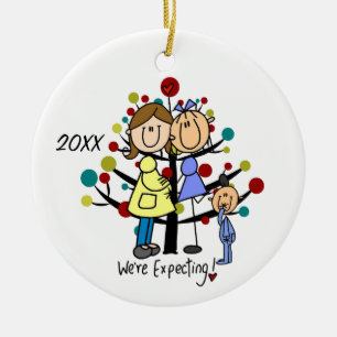 Adorno De Cerámica Pareja personalizado Esperante Dos Madres Niño Peq