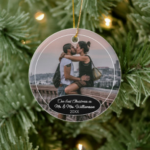 Adorno De Cerámica Pareja personalizado Primer Clásico de Navidad Per