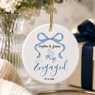 Adorno De Cerámica pareja recién comprometida, regalo de navidad pers