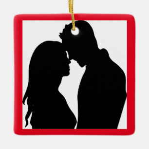 ADORNO DE CERÁMICA PAREJA ROMÁNTICA SILHOUETTE