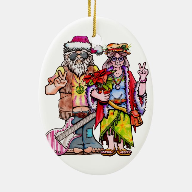 Adorno De Cerámica Pareja Santa Hippie (Atrás)