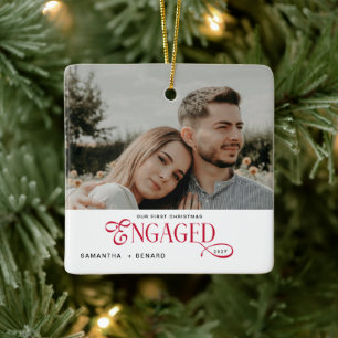 Adorno De Cerámica Parejas comprometidas  Foto Navidades Elegantes Pr