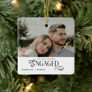 Adorno De Cerámica Parejas Comprometidas Foto Navidades Elegantes Pr