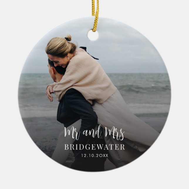 Adorno De Cerámica Parejas de guión elegante Foto Navidades Minimalis (Frente)