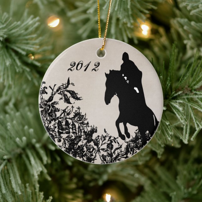 Adorno De Cerámica Parejas personalizadas Jumping ecuestre de caballo (Árbol)