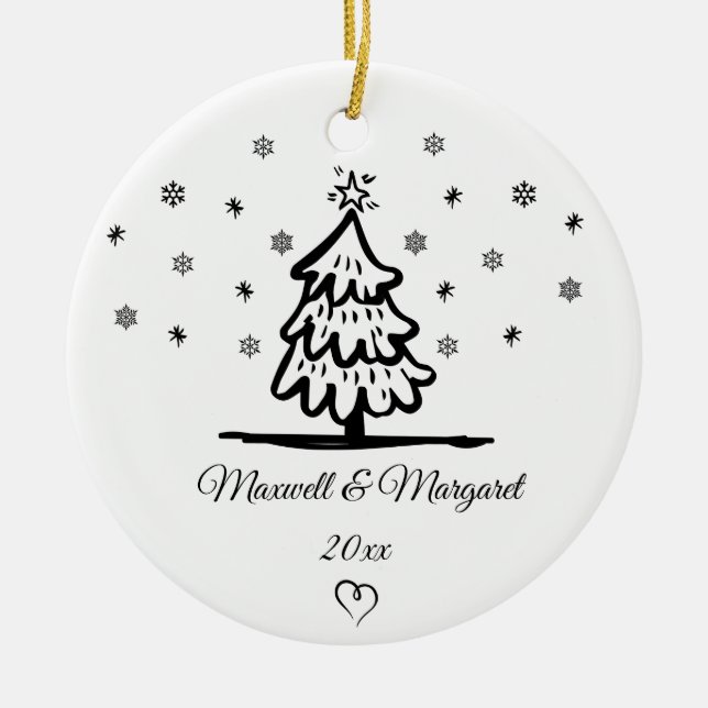 Adorno De Cerámica Parejas Personalizadas Nombres Navidades Para Novi (Frente)